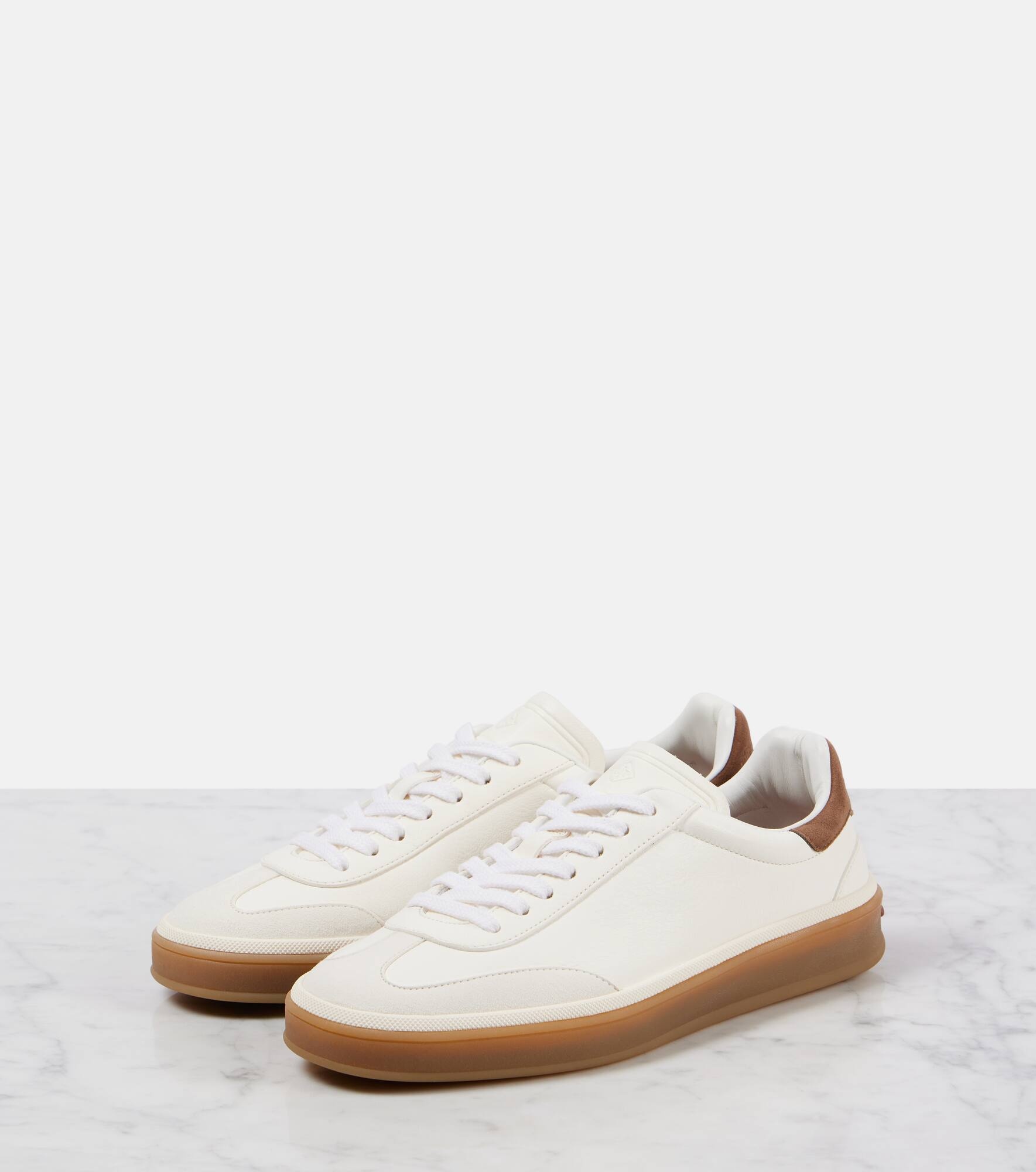 Tennis Walk suede-trimmed leather sneakers - 4