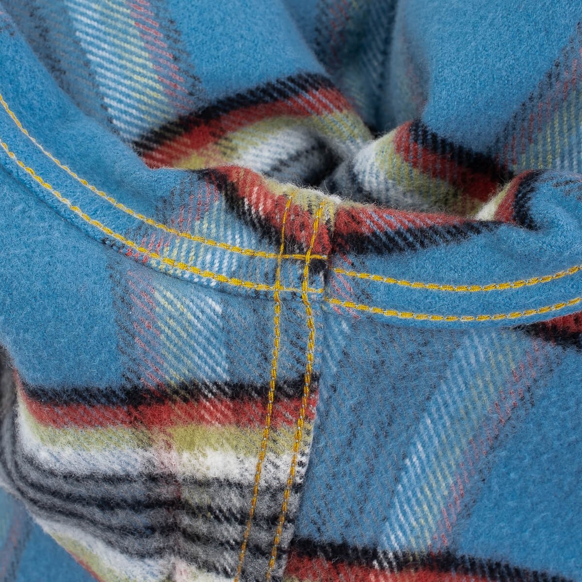 IHSH-332-SAX Ultra Heavy Flannel Anniversary Check Western Shirt - Sax Blue Overdyed Pale Grey - 12