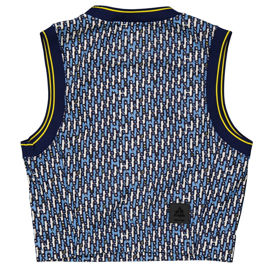 Moncler Ladies Bright Blue Abstract-Pattern Cropped Tank Top - 2