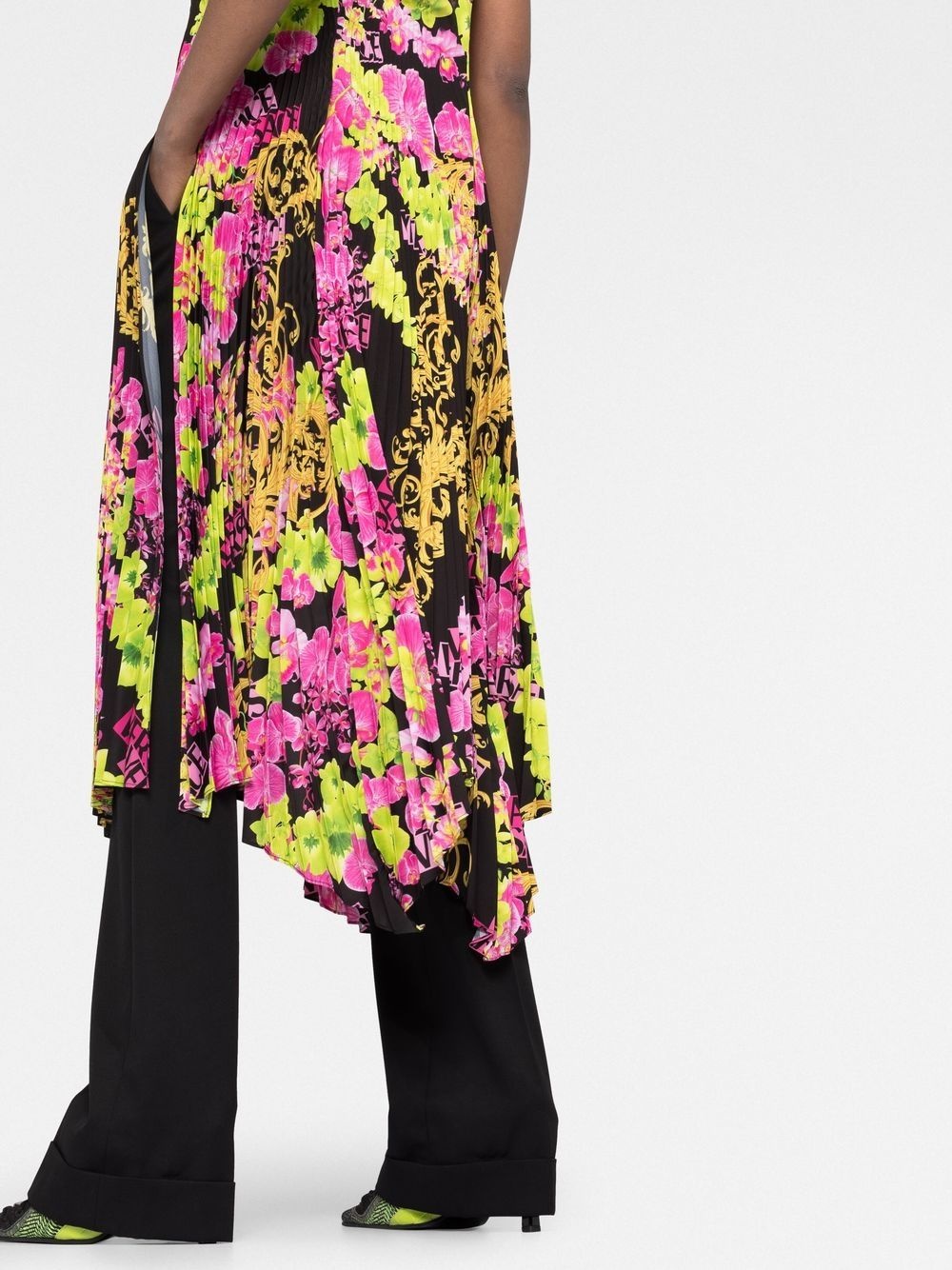Logo Orchid-print midi dress - 3
