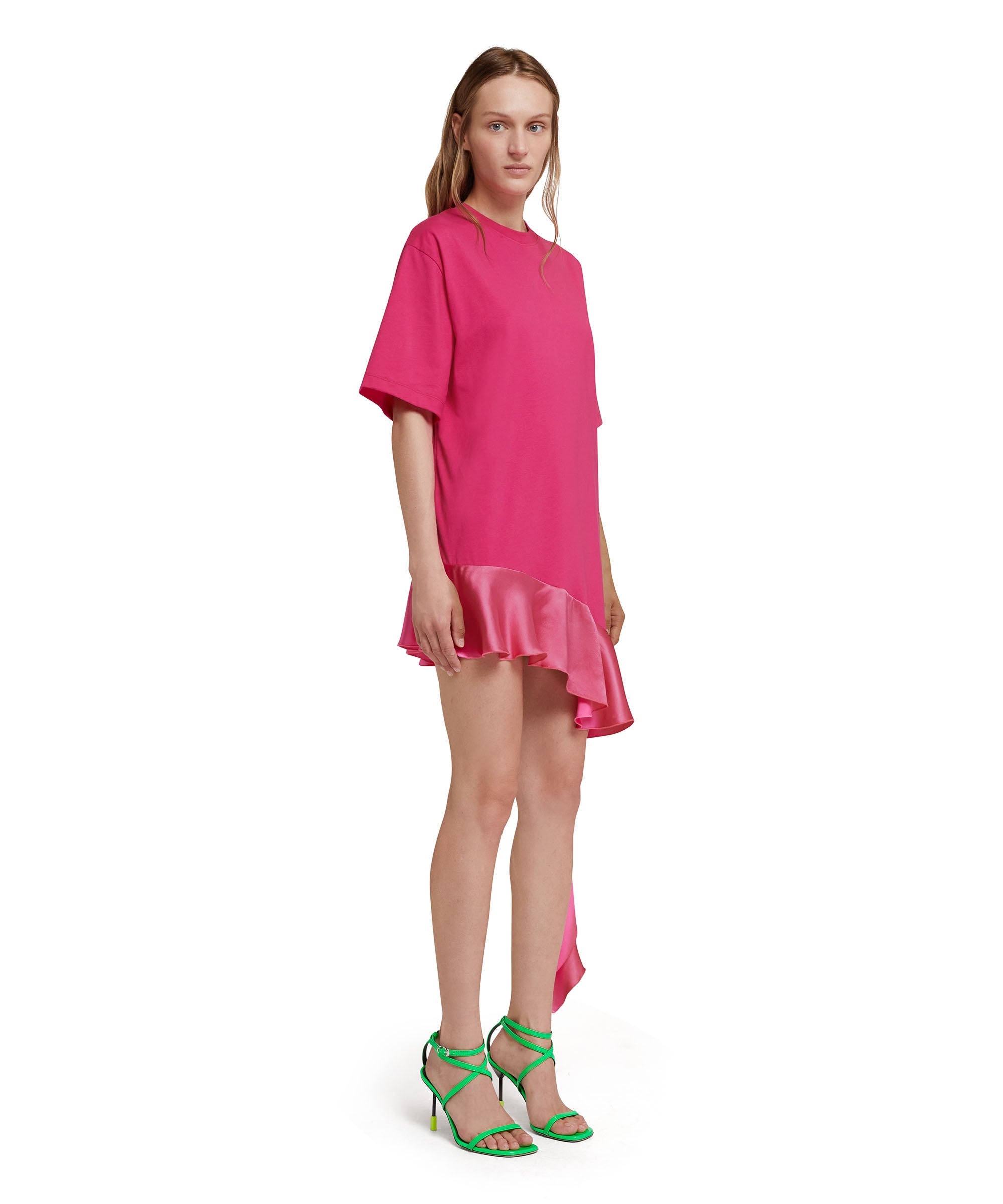 T-Shirt dress with satin insert - 4