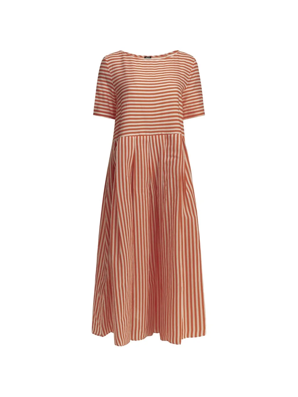 striped short-sleeve cotton midi dress - 1