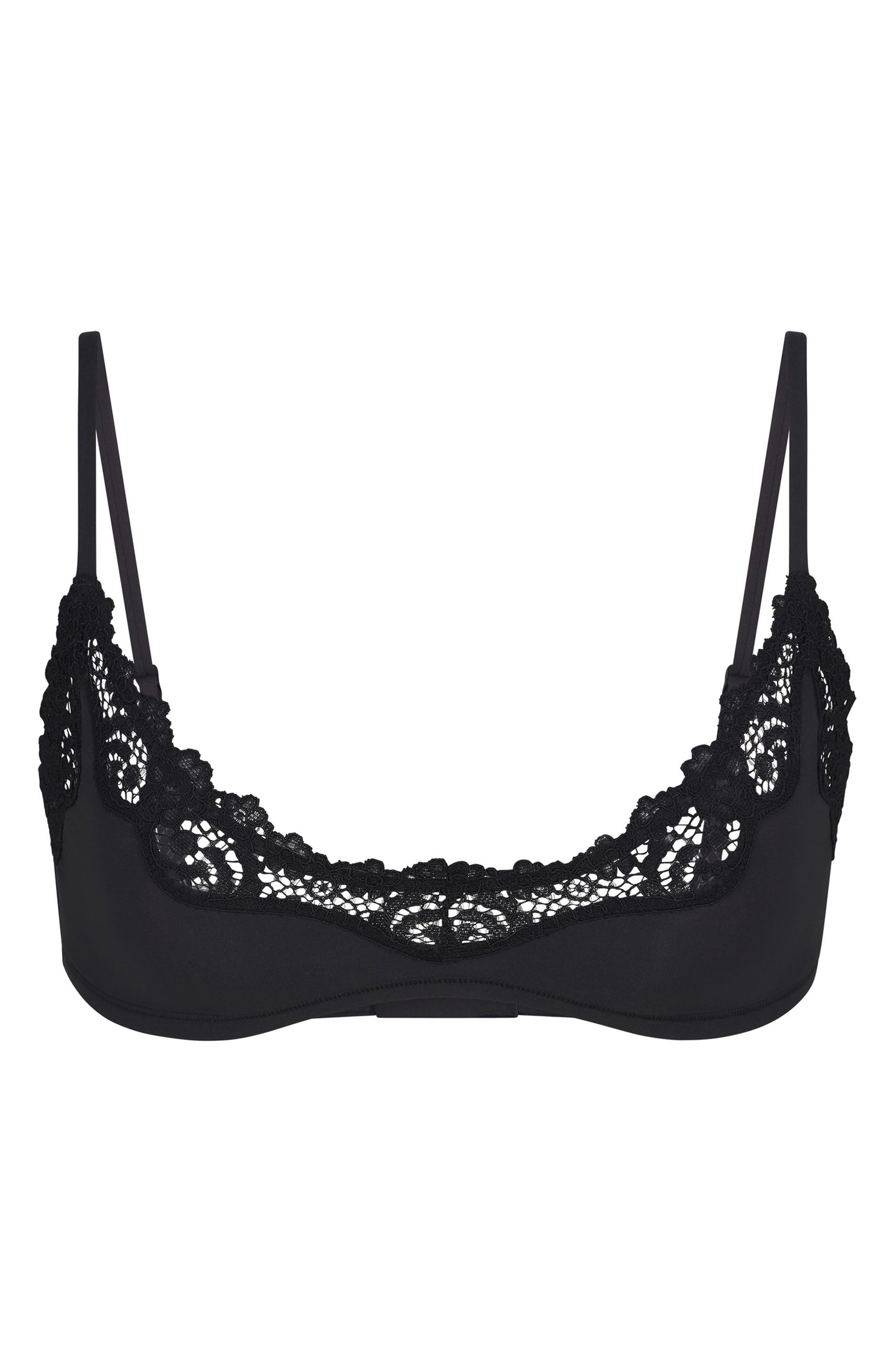 SKIMS Fits Everybody Lace Scoop Bralette in Onyx at Nordstrom - 4
