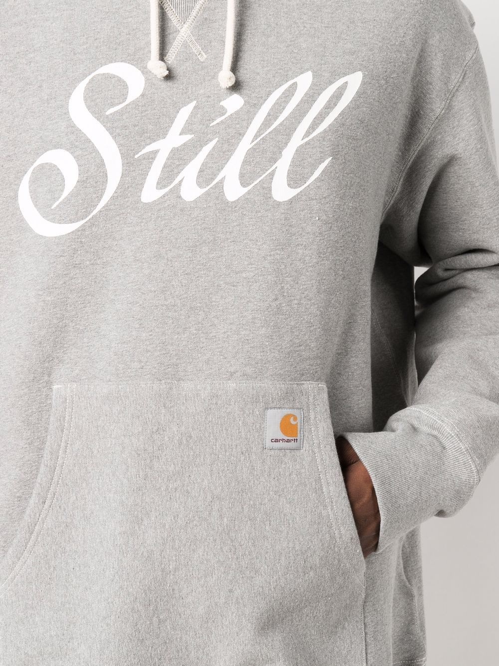 slogan-print cotton hoodie - 5