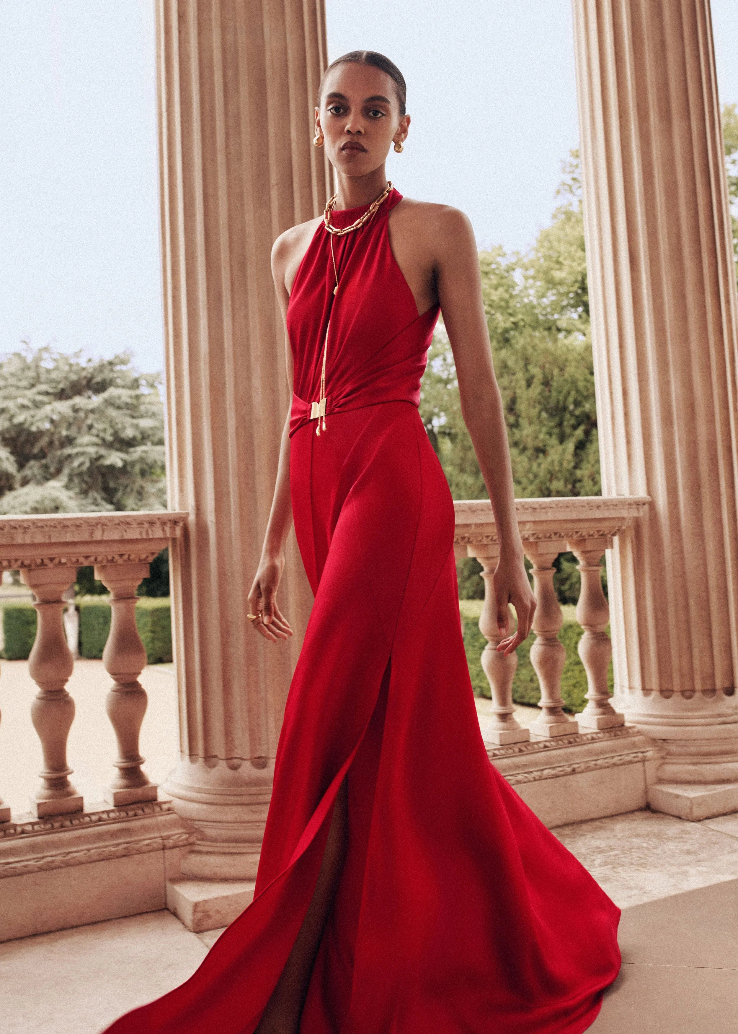 Belted Full-Length Dress - 1