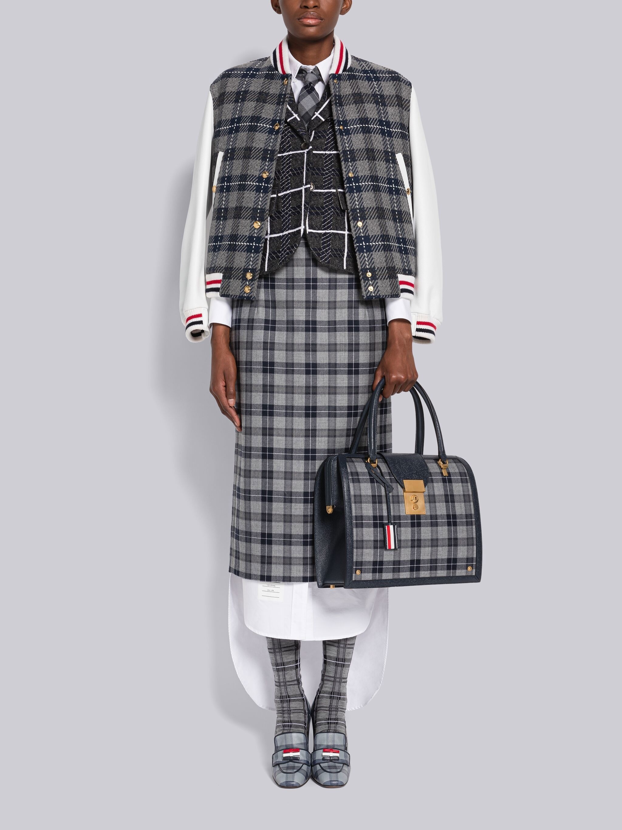 Tartan Wool High Waisted Pencil Skirt - 4