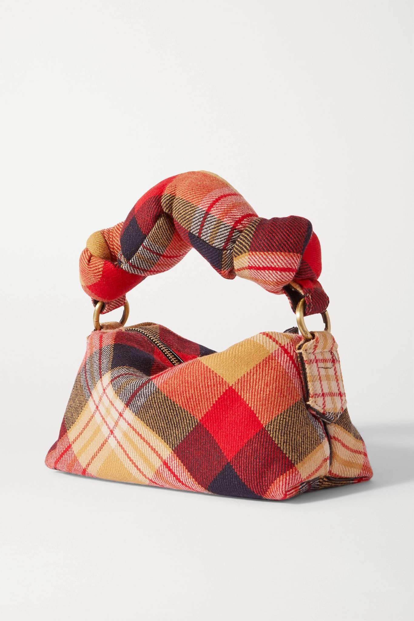 Pillow small tartan wool-blend flannel tote - 3