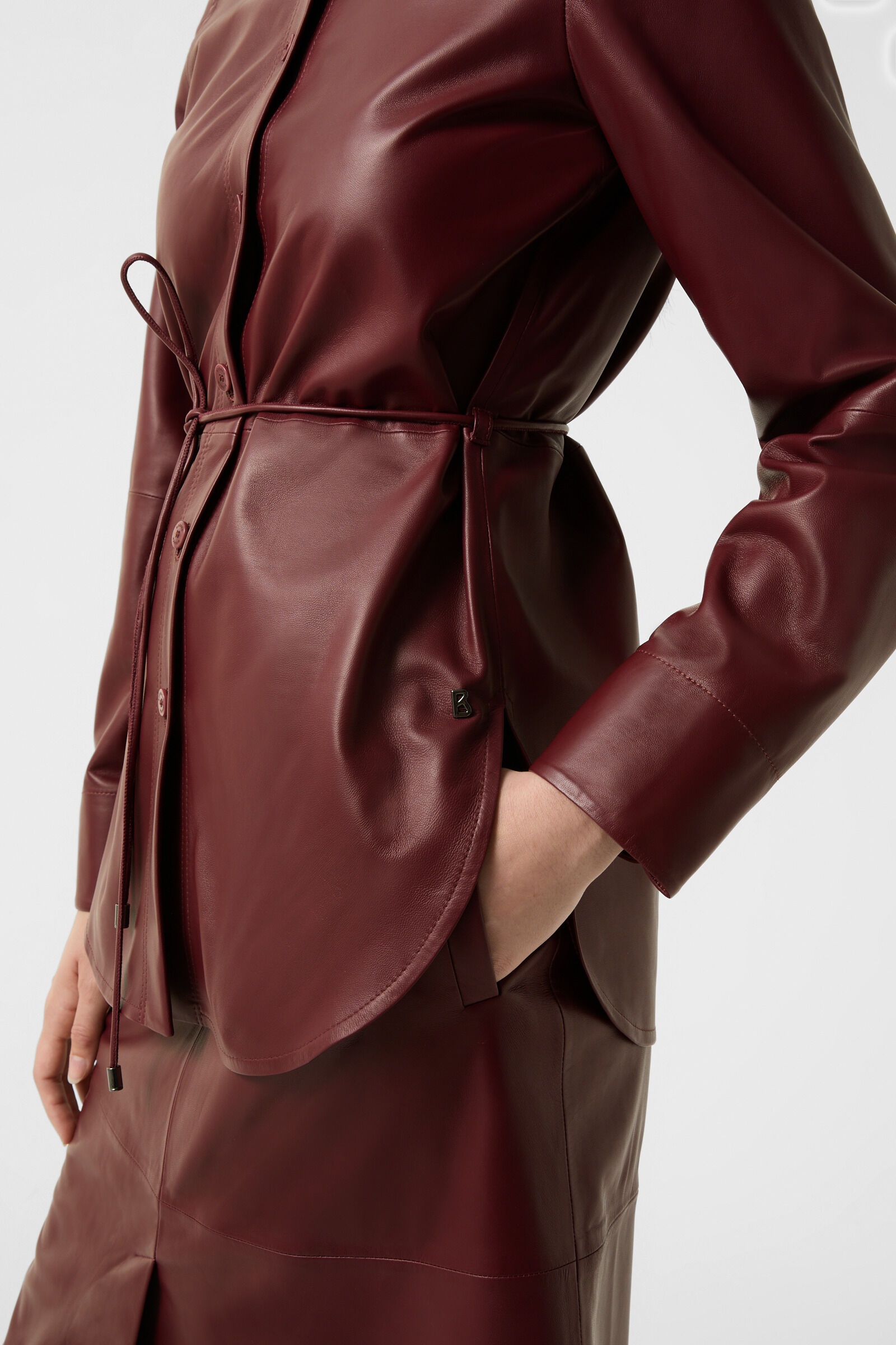 Ariela leather blouse in Wine red - 5