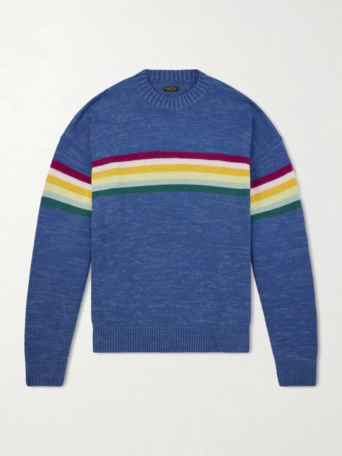 Peckish Rainbow Striped Cotton and Wool-Blend Sweater - 1