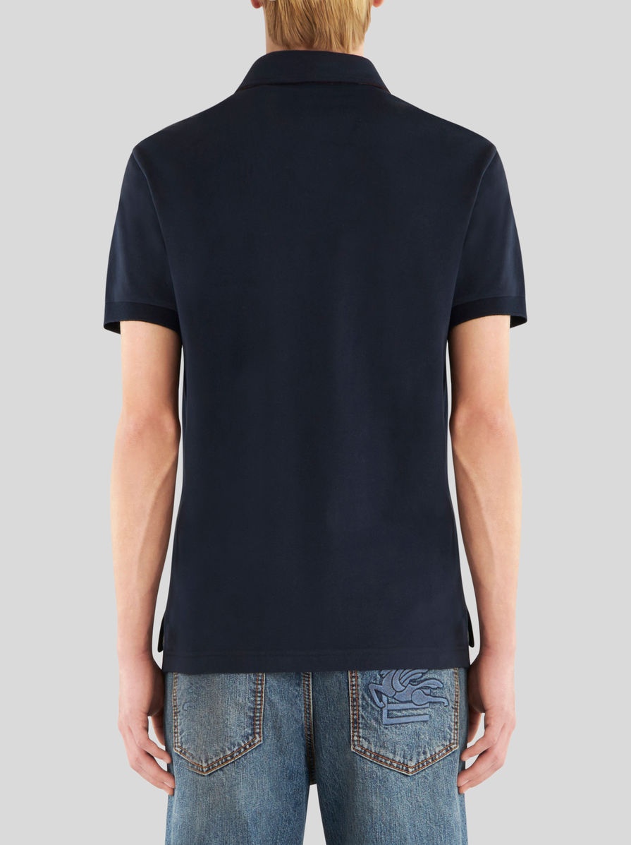 POLO SHIRT WITH LOGO AND PAISLEY UNDERCOLLAR - 4