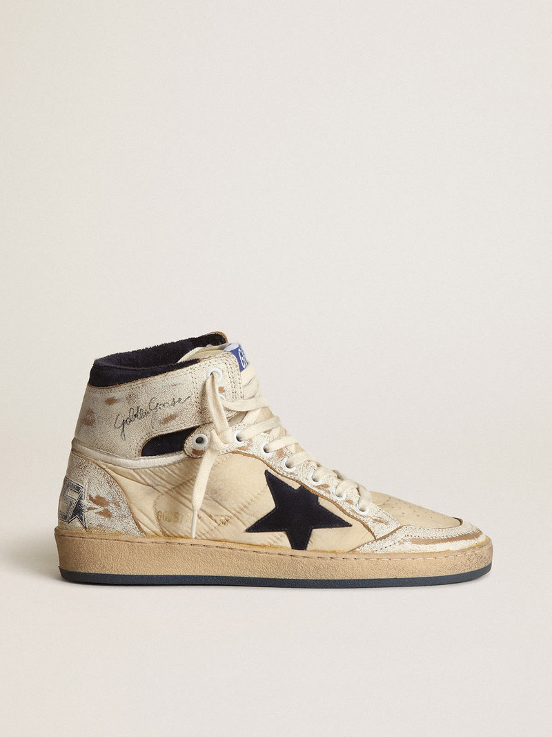 Women’s Sky-Star in nylon and white leather with blue suede star - 1