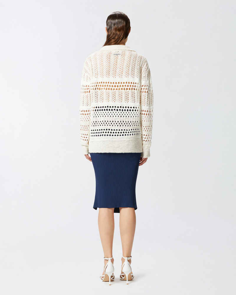 PERFORATED COTTON SWEATER WITH COLLAR 4