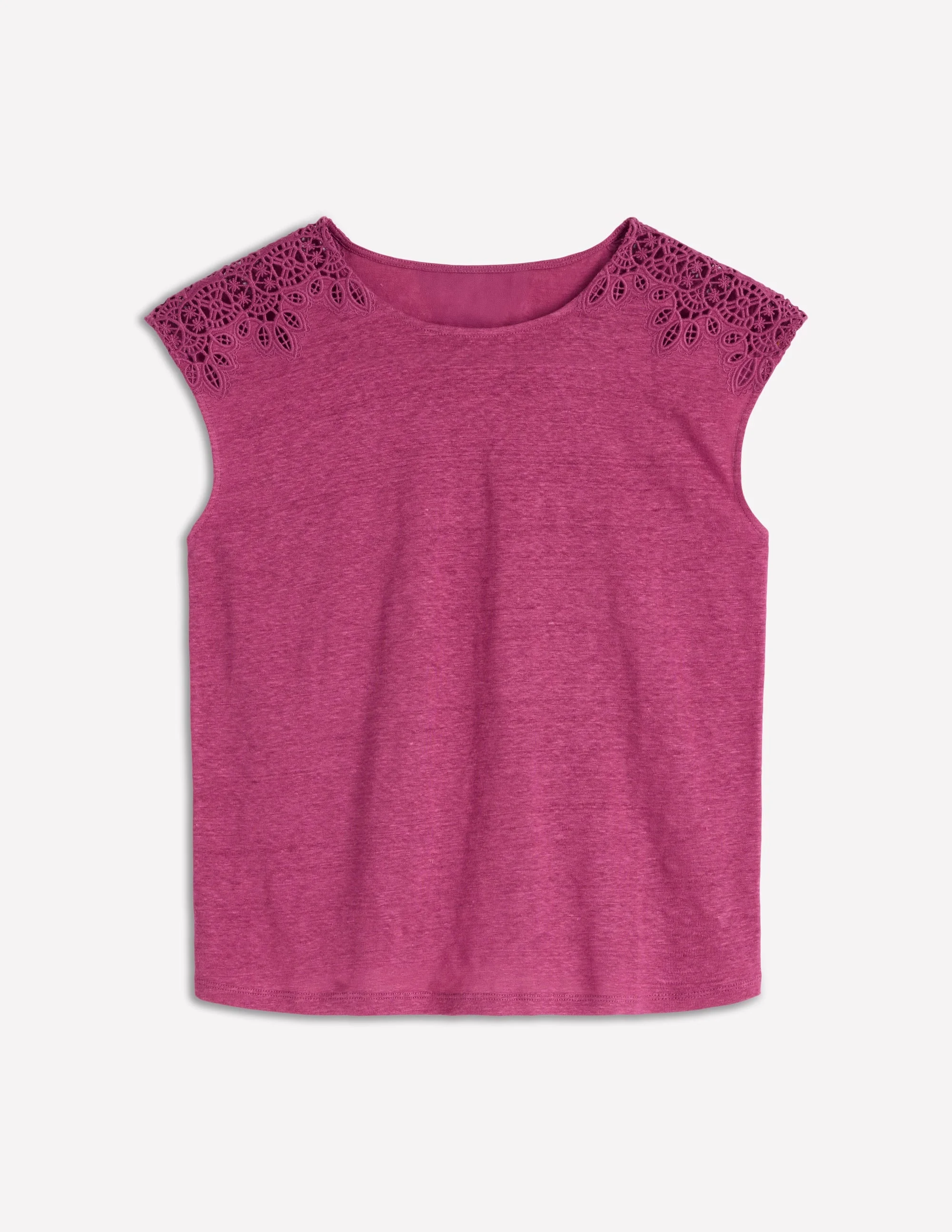 Tara Cutwork Linen Tee-Purple Damson - 1