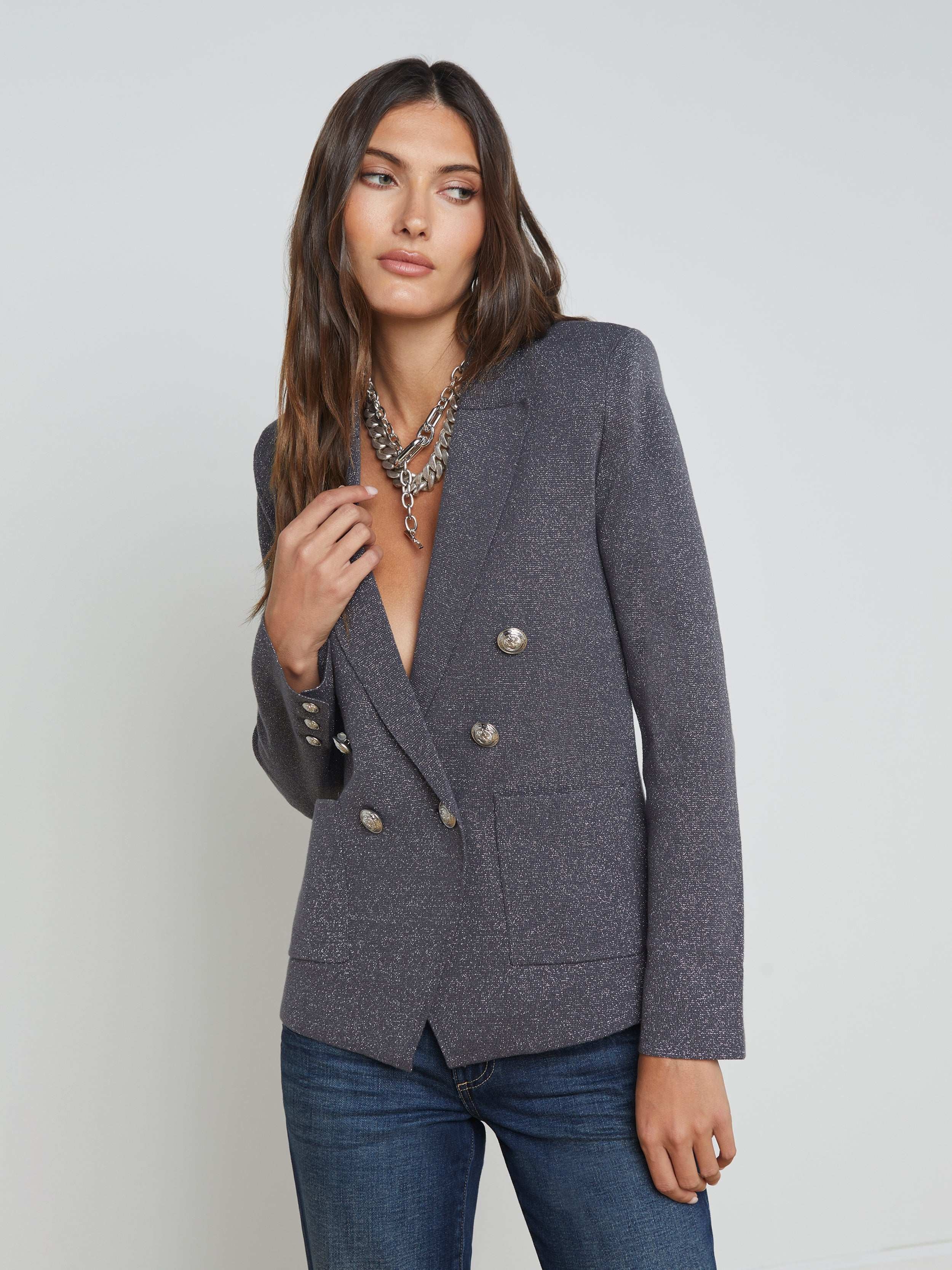 Kenzie Metallic Knit Blazer - 2