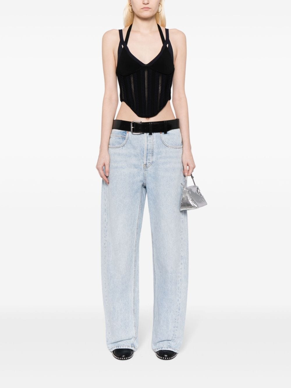 belted-waist wide-leg trousers - 2
