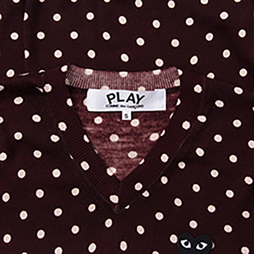 COMME DES GARCONS PLAY POLKA DOT SWEATER - BURGUNDY - 3