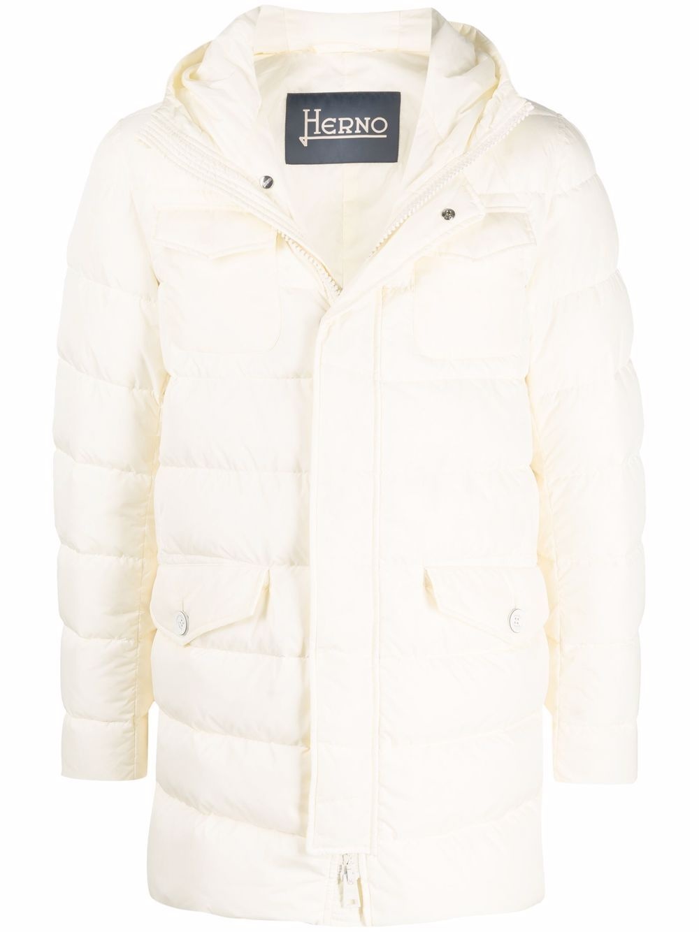 zipped hooded padded coat - 1