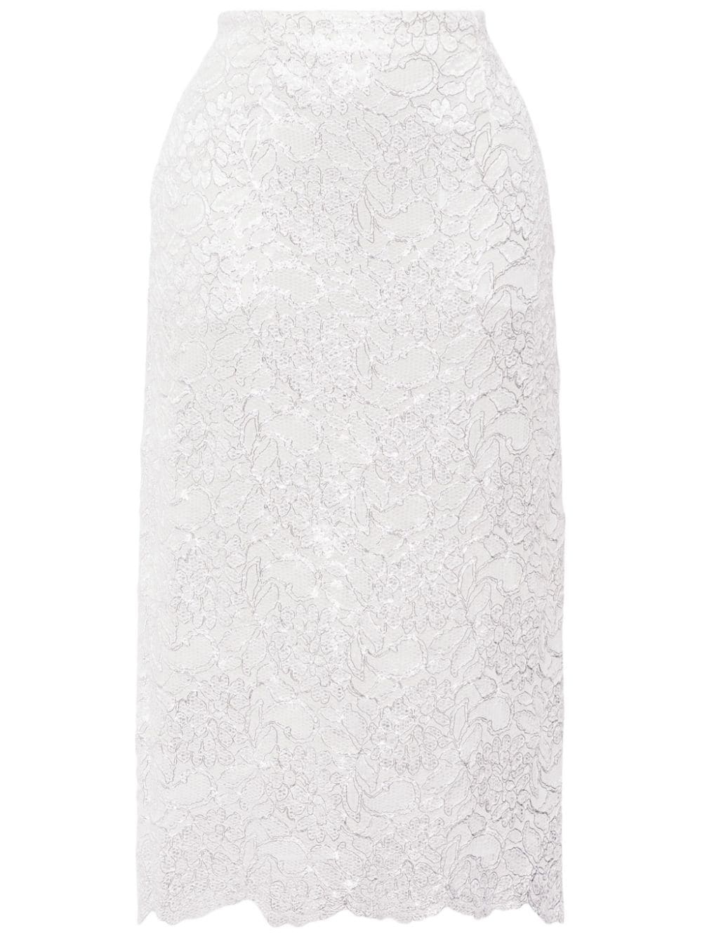 laminated lace midi skirt - 1