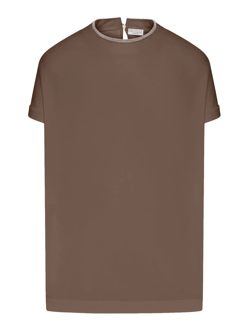 Brunello Cucinelli Women Jersey T-Shirt With Precious Faux Layering - 1