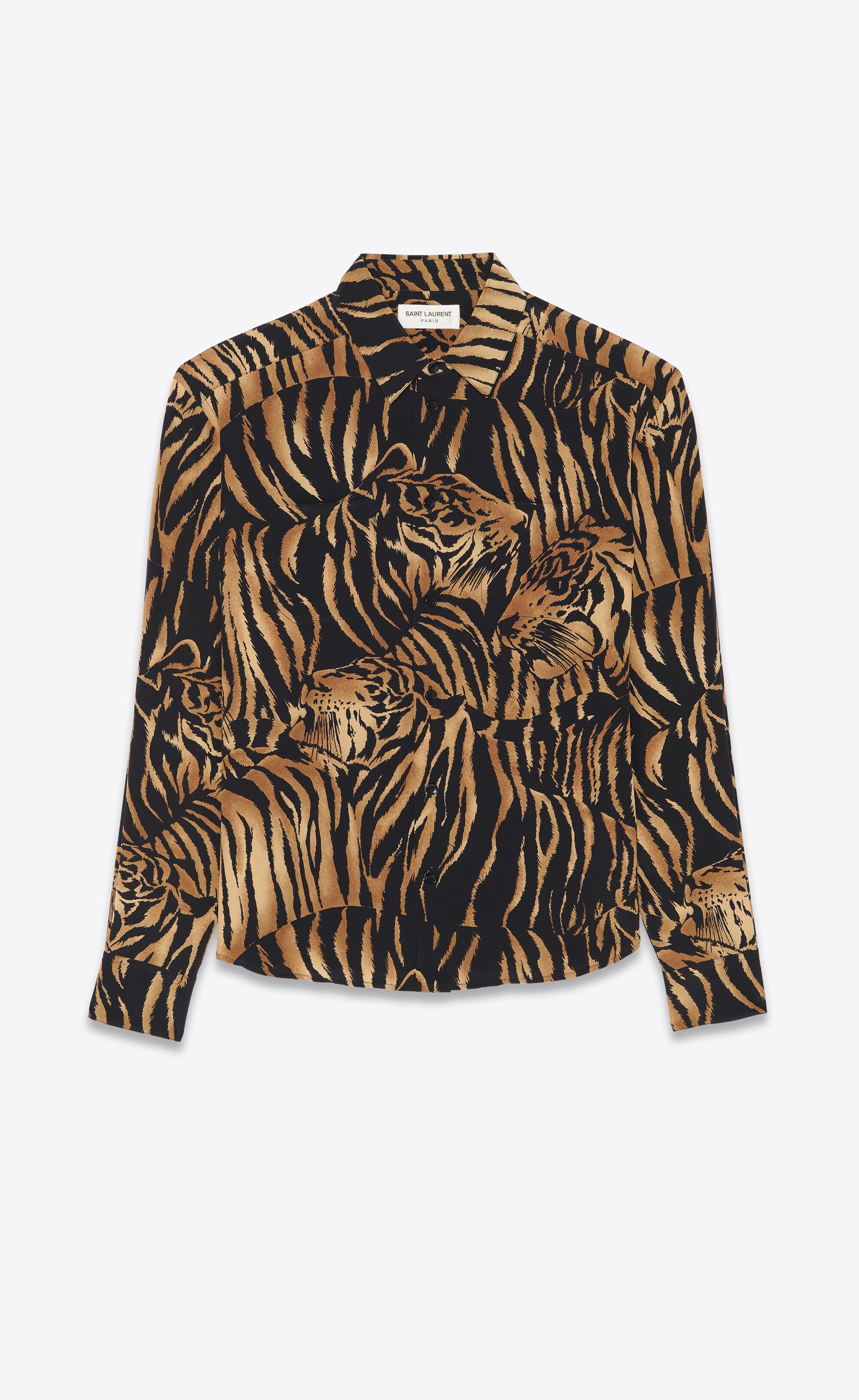 shirt in tiger print crepe de chine - 1