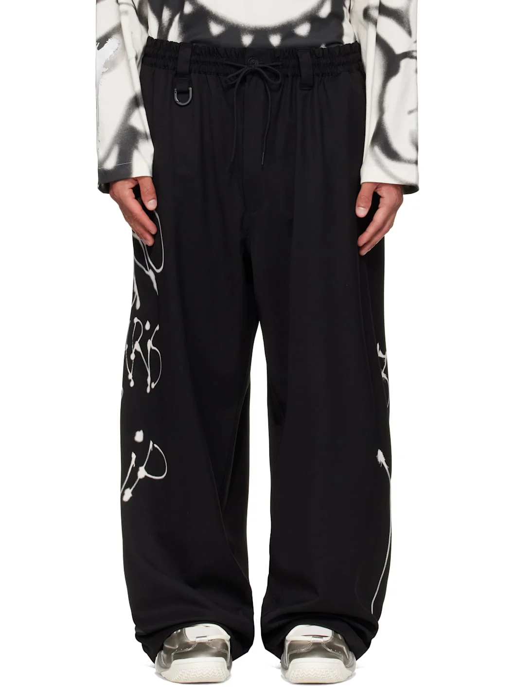 Black Chito Edition Graphic Wide Wool Trousers - 1