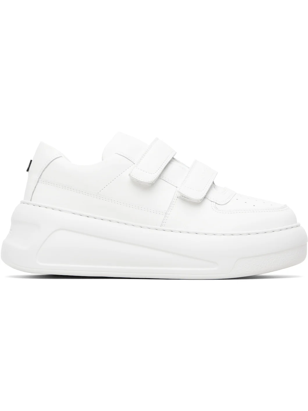 White Velcro Strap Platform Sneakers - 1