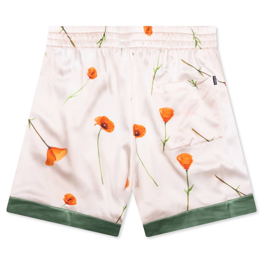 COLOR BLOCK SILK SHORTS - POPPY IVORY - 2