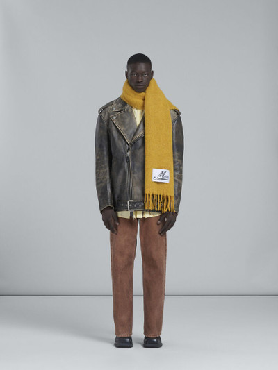 Marni YELLOW BRUSHED ALPACA SCARF WITH FRINGES outlook