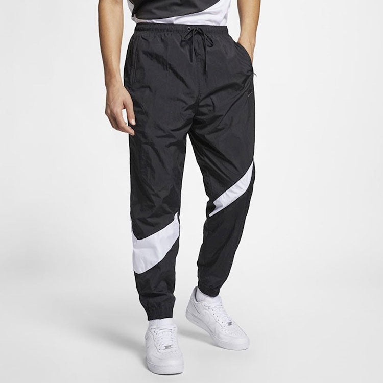 Nike Big Swoosh SportsWear Woven Long Pants Sports Pants US Edition Black AR9894-010 - 2