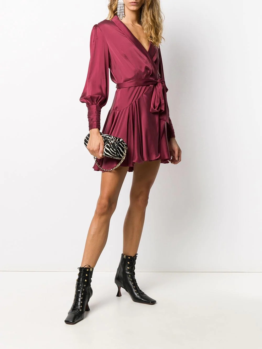 waist-tied silk wrap dress - 2