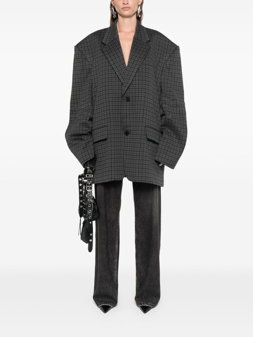 houndstooth single-breasted blazer - 3