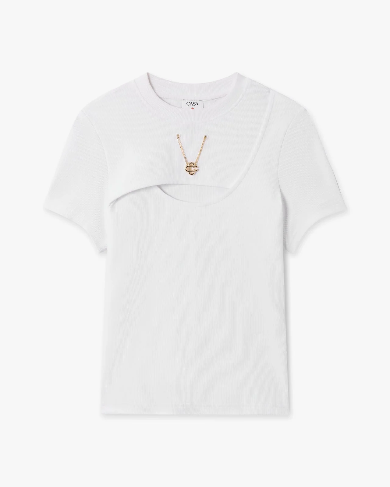White Ribbed Jewellery Short Sleeve T‑Shirt - 1