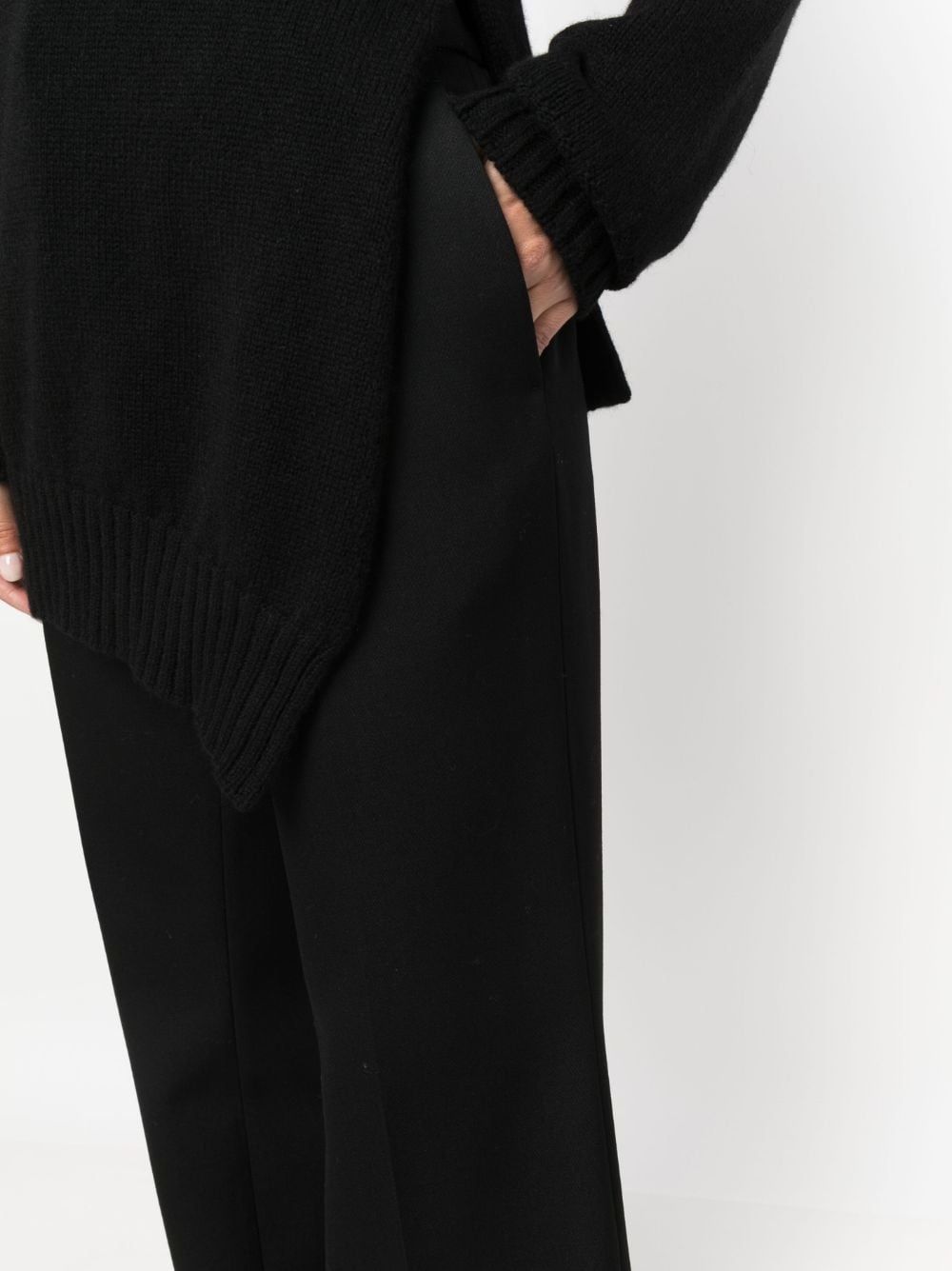 wool-cotton wide-leg trousers - 5