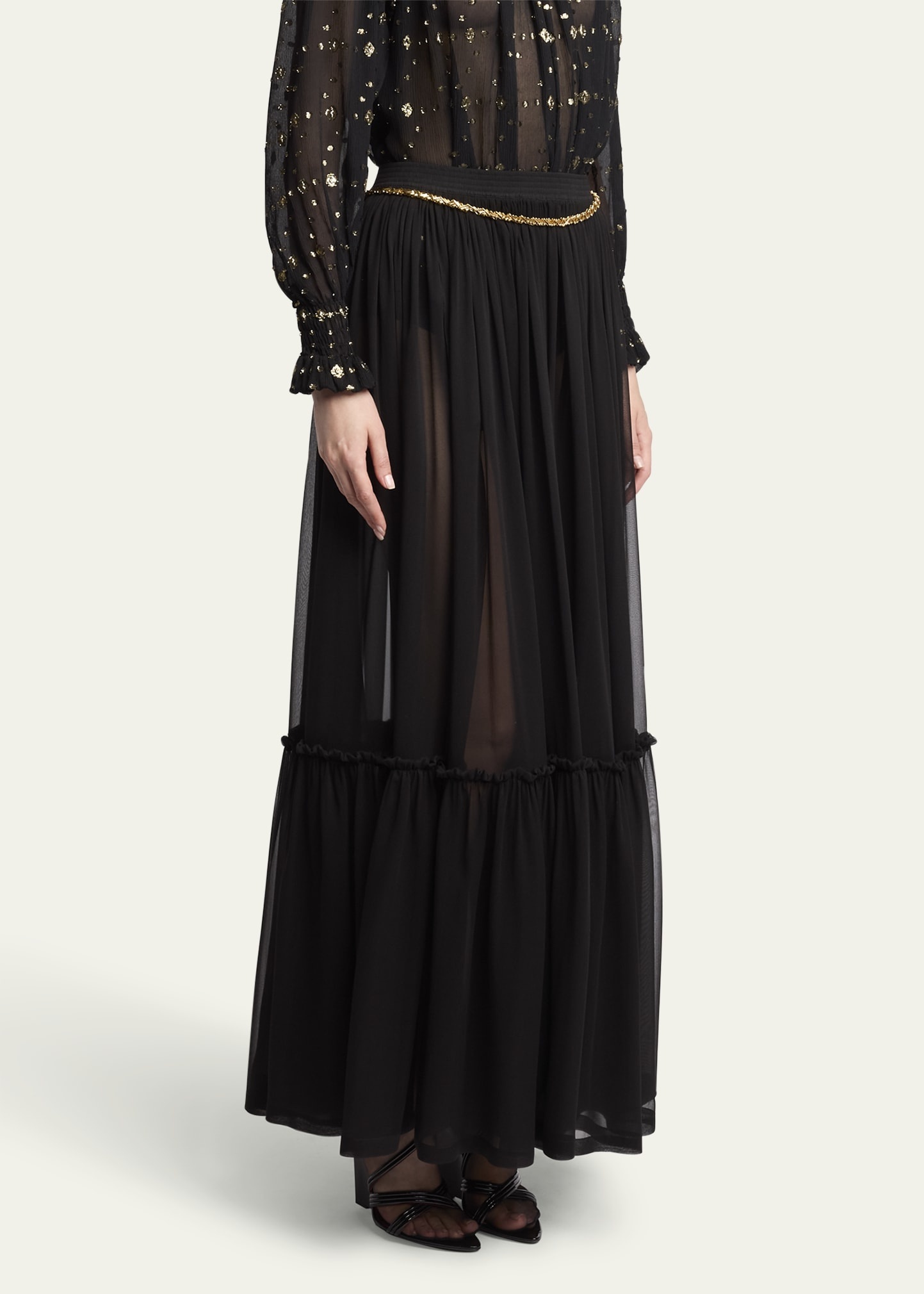 Tiered Sheer Maxi Skirt - 4