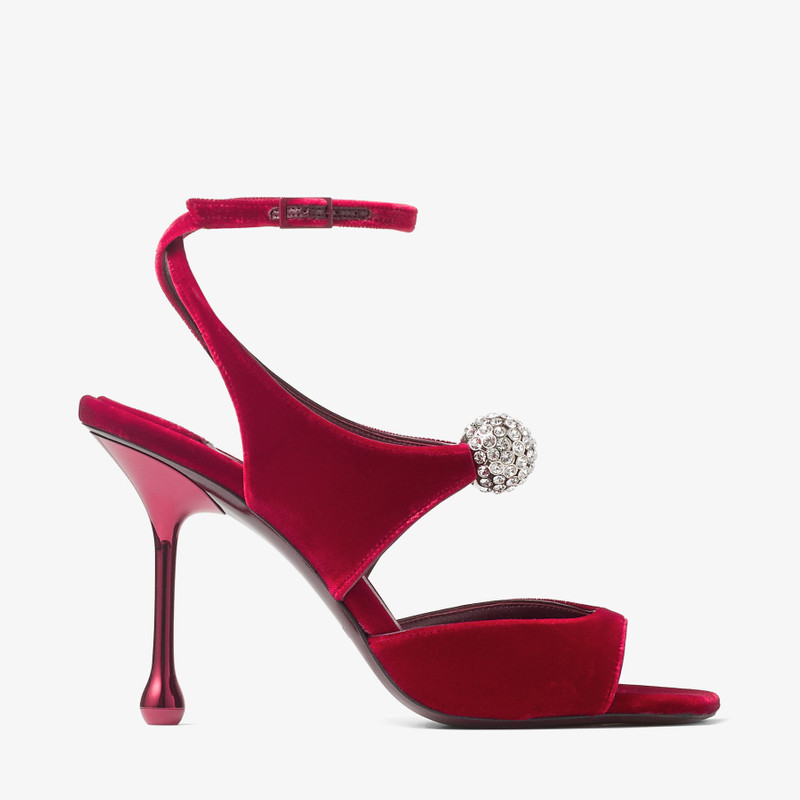 Orb 95 Ruby Red Velvet Sandals 1