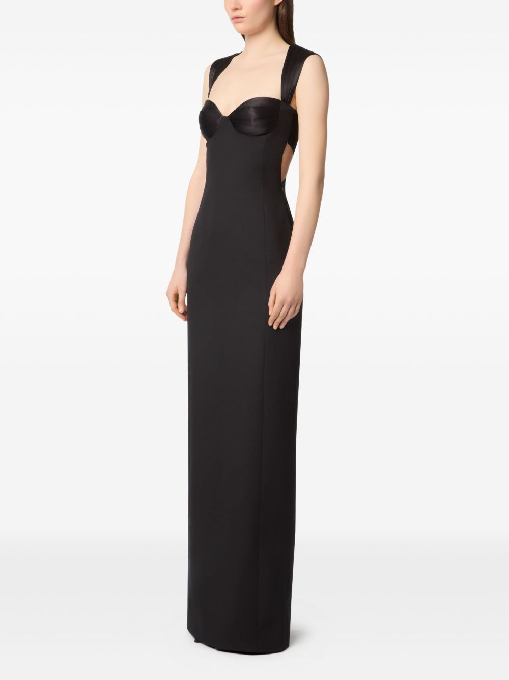 satin-panelled open-back maxi dress - 3