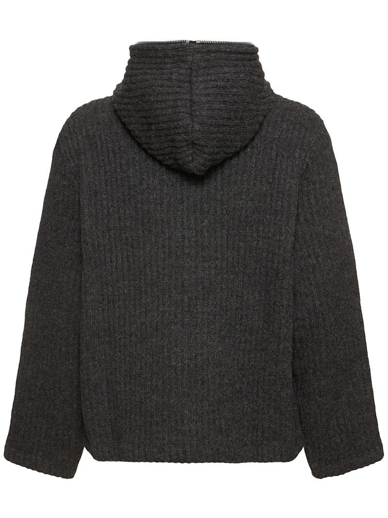 Full-zip hooded knit sweater - 3