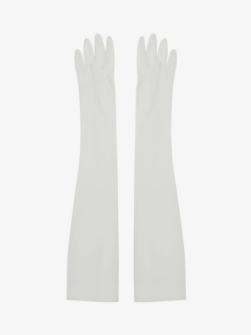 Women's Long Solid Gloves in Ivory - 2