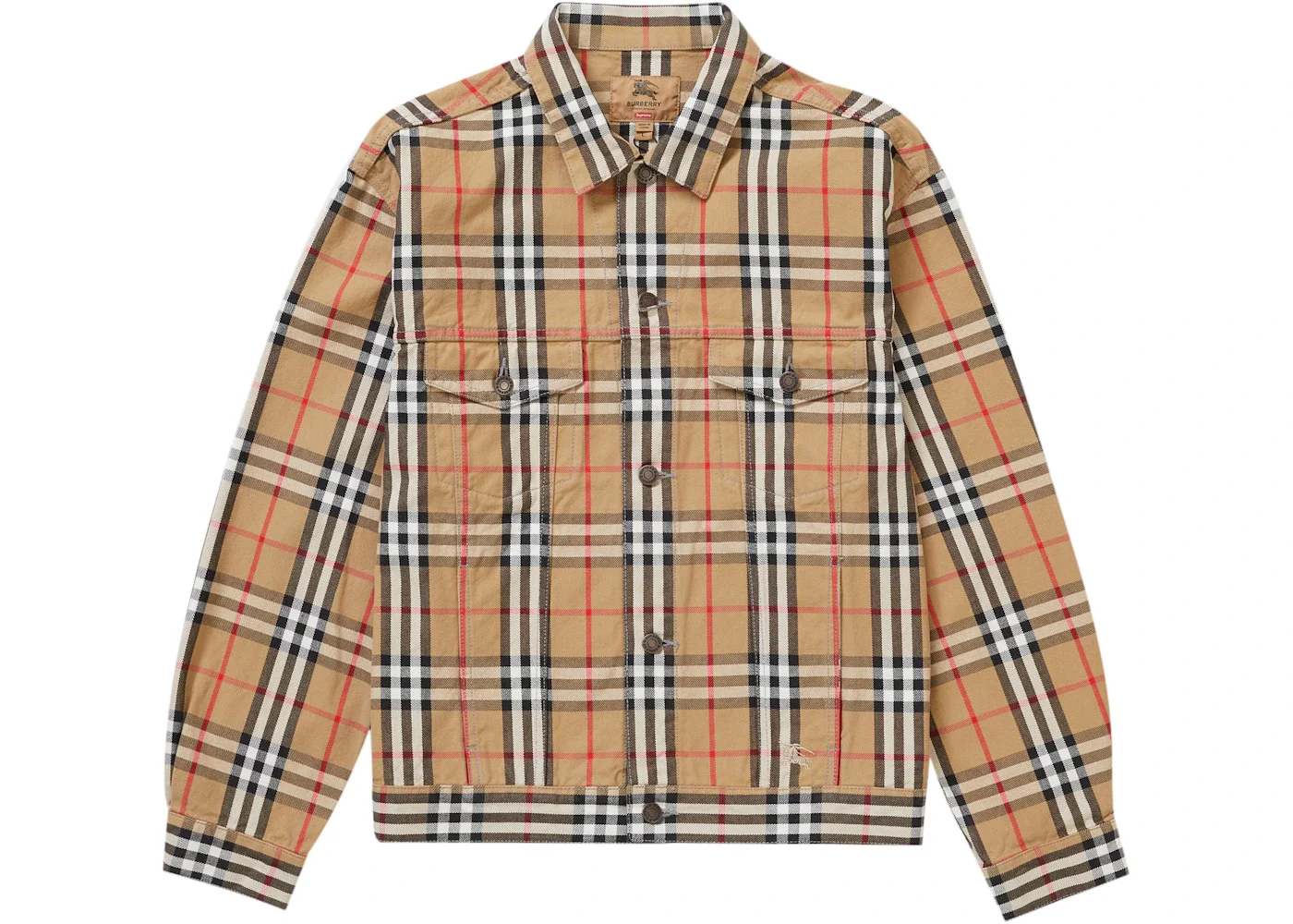 Supreme Burberry Denim Trucker Jacket Beige - 1