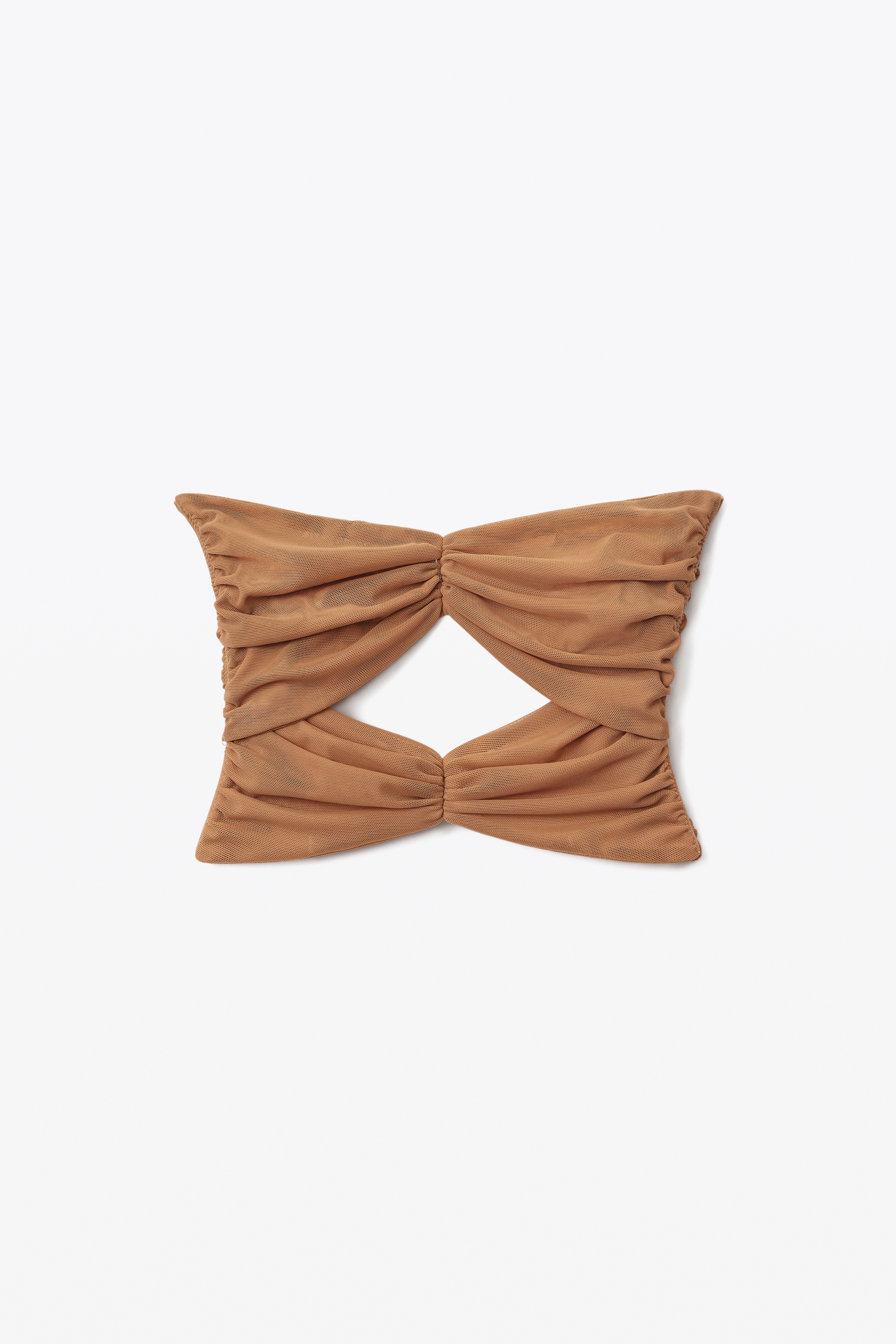 RUCHED CUTOUT TUBE TOP IN STRETCH MESH - 1