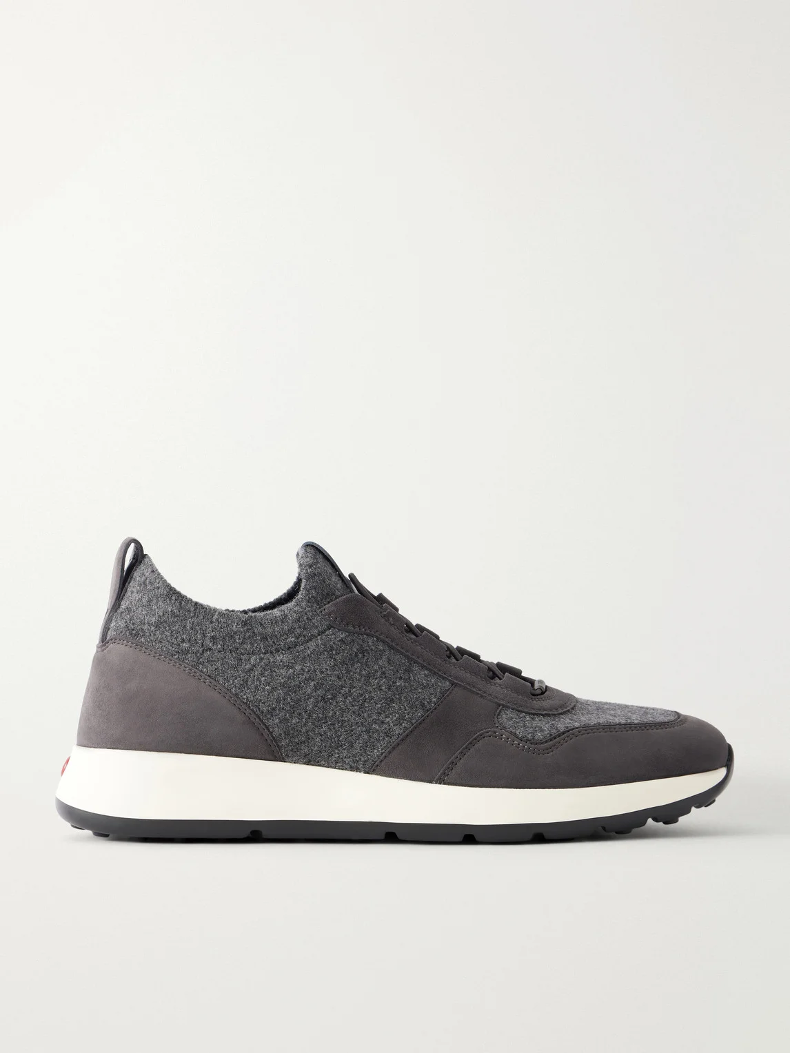 Suede-Trimmed Wool-Knit Sneakers - 1