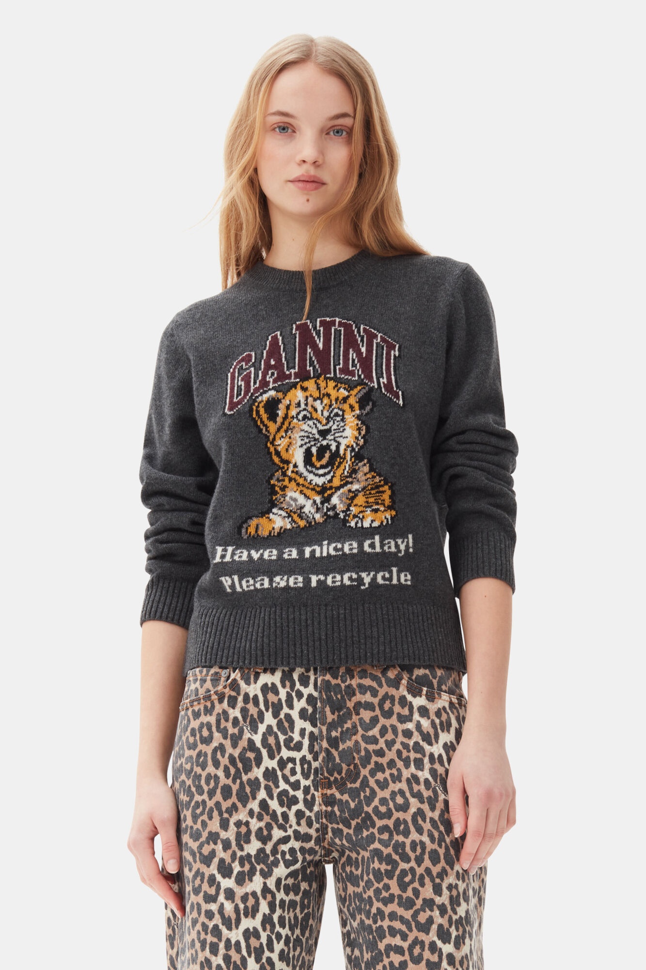 DARK GREY GRAPHIC TIGER PULLOVER - 2