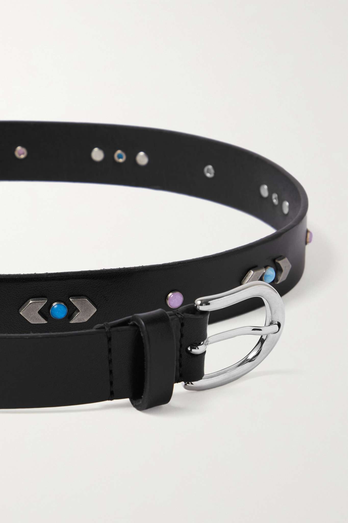 Zap embellished leather belt - 3