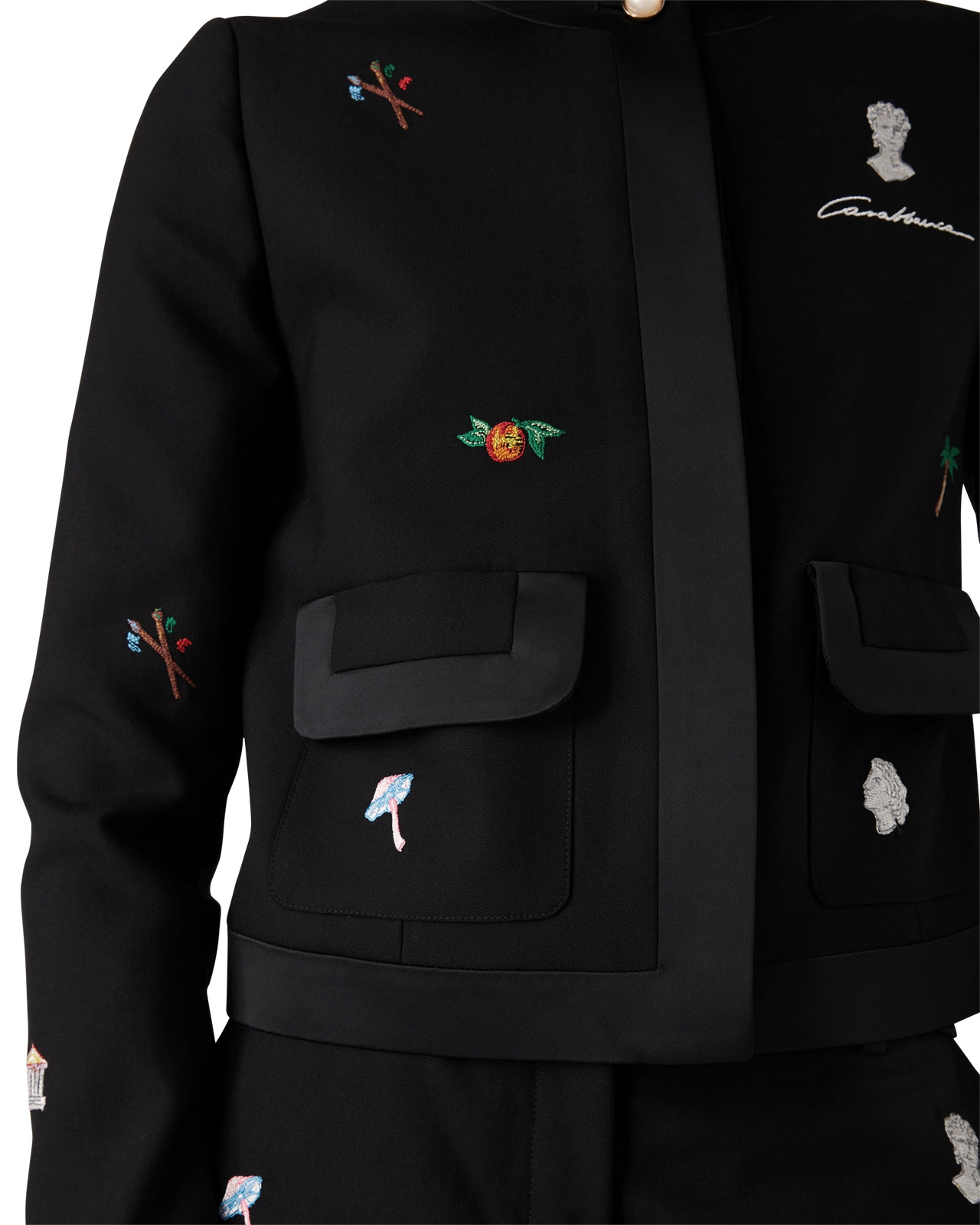 Embroidered Motif Wool Tailored Jacket | Casablanca Paris - 5