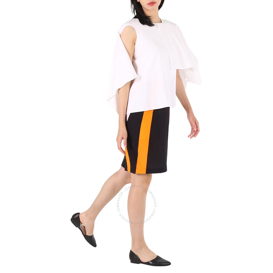 Burberry Ladies Optic White Cape Overlay Geometric Print Silk Dress - 5