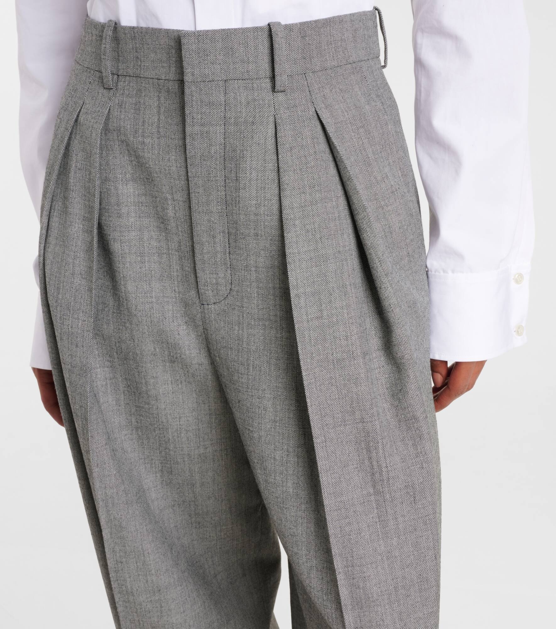 High-rise wool twill wide-leg pants - 4