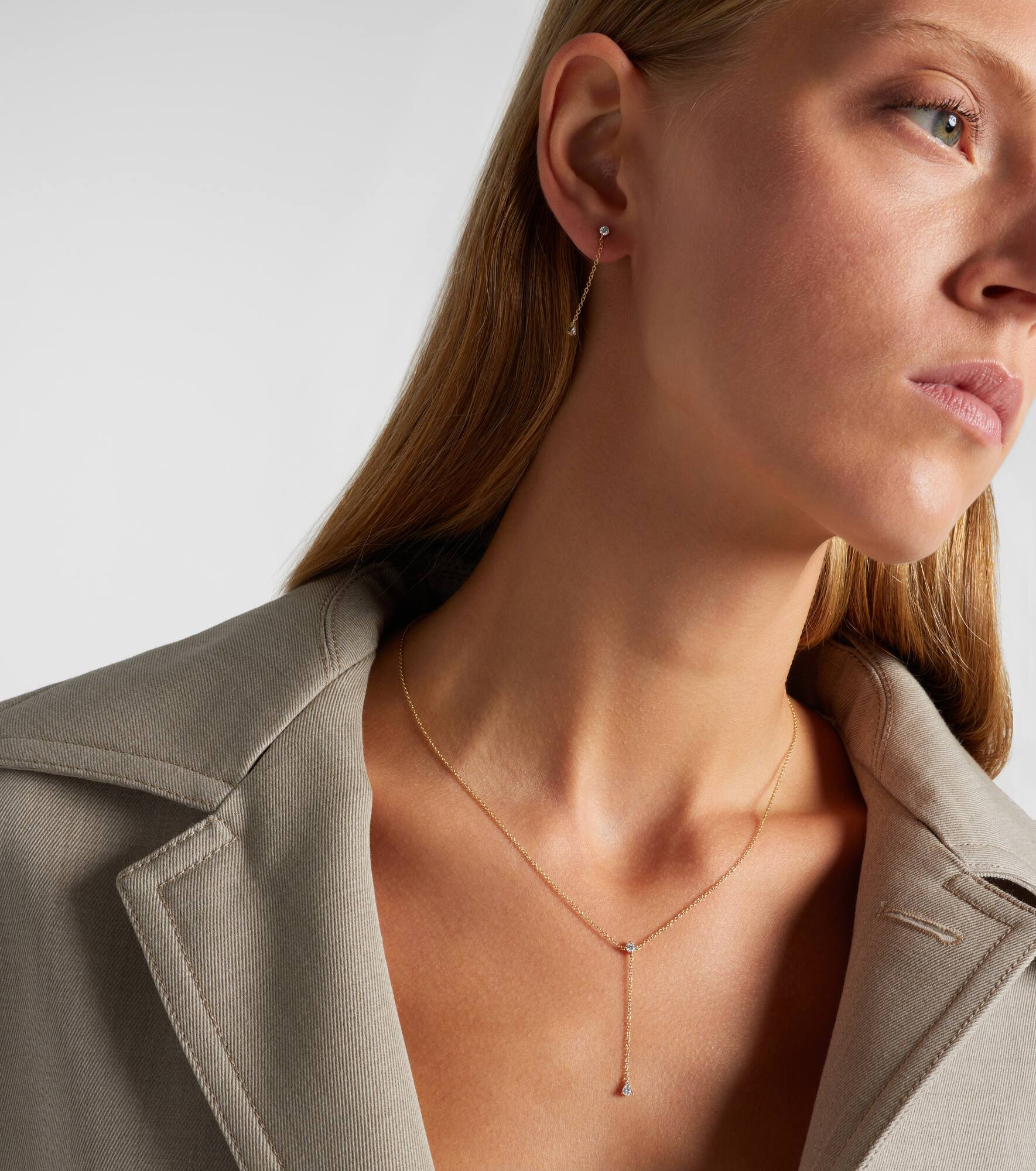 Perfect Pear 14kt gold lariat necklace with diamonds - 3