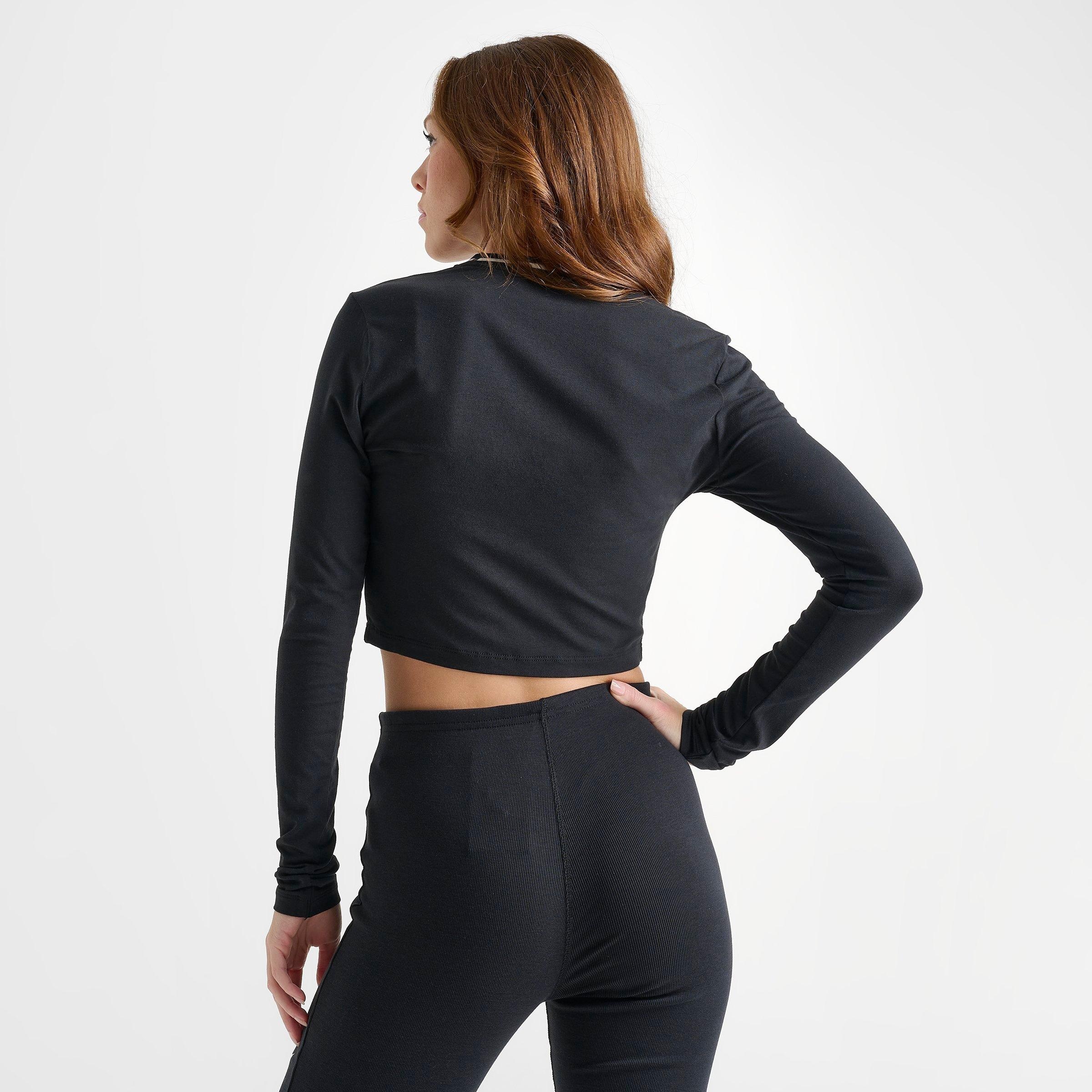 WOMEN'S NIKE SPORTSWEAR CHILL KNIT LONG-SLEEVE SLIM CROP T-SHIRT - 4