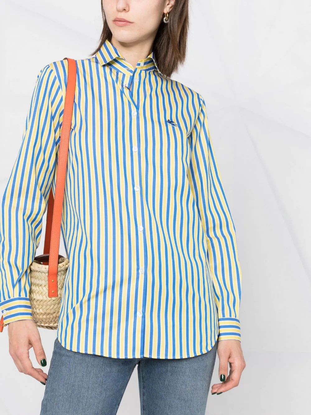 logo-print striped cotton shirt - 5