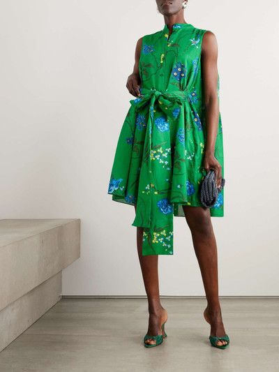 Erdem Belted floral-print cotton and linen-blend dress outlook